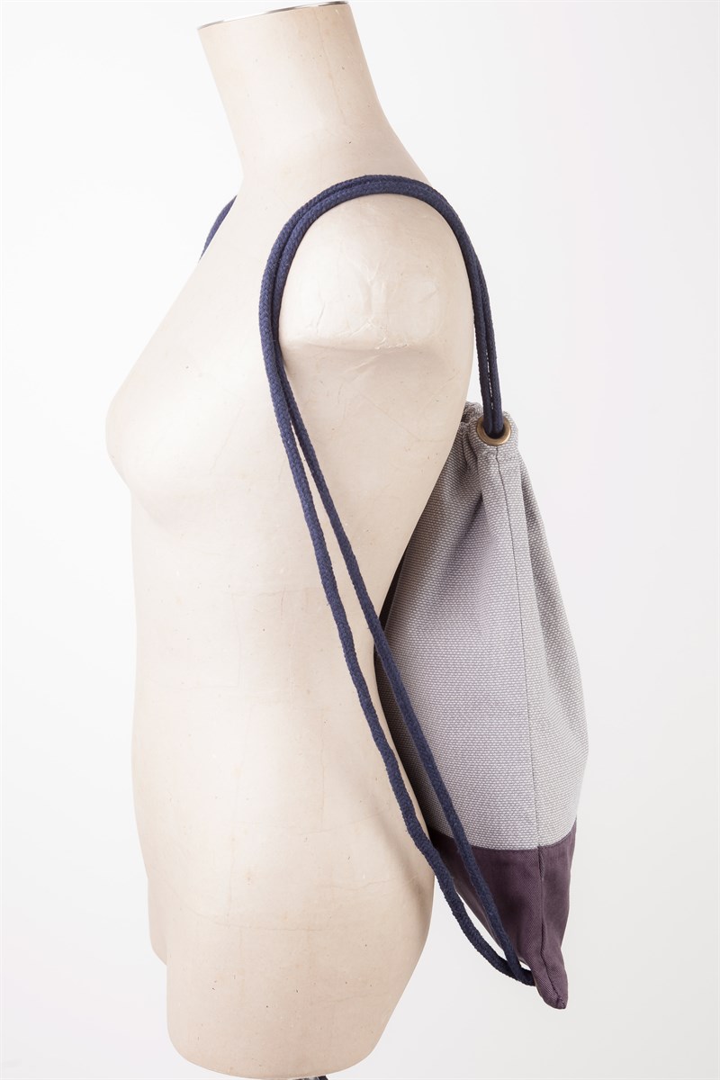 Kumaş Sırt Çantası - Gri Desenli- Füme