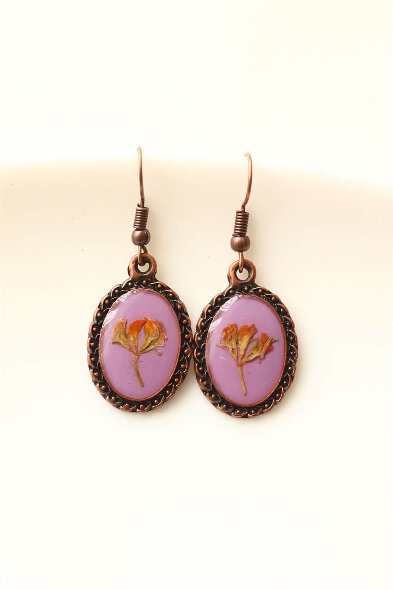 Kurutulmuş Çiçekten Küpe