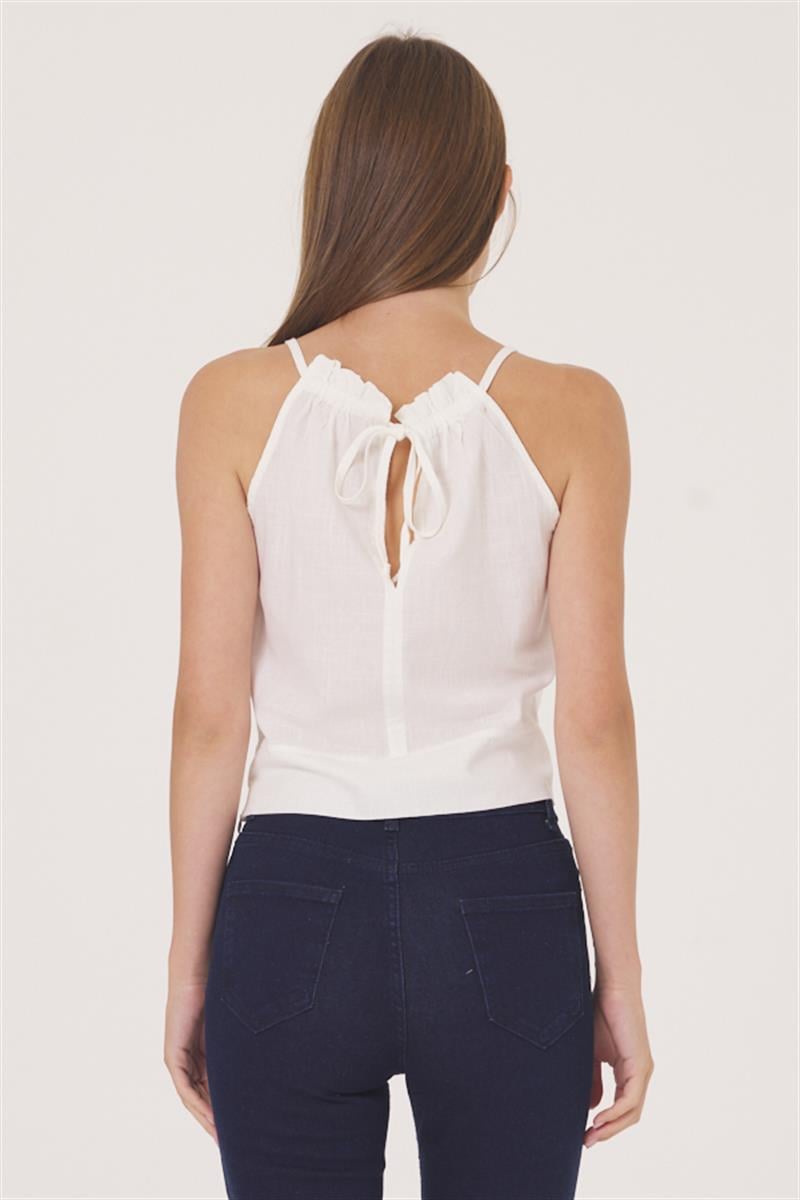 Oval Yaka Bluz - Ekru