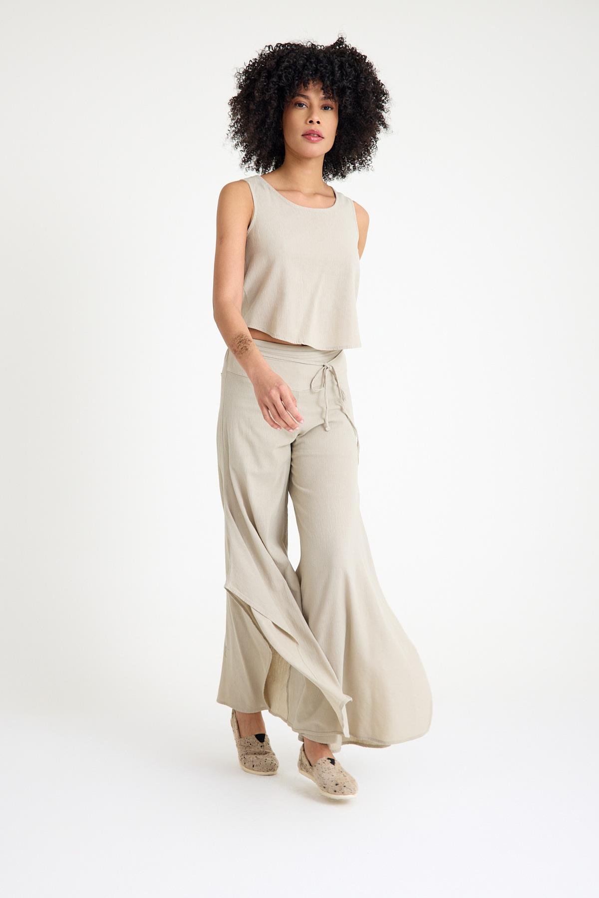 Oval Yaka Bluz - Taş