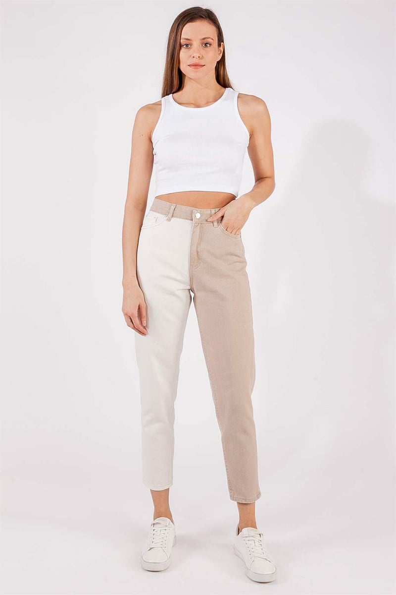 Oval Yaka Crop - Beyaz