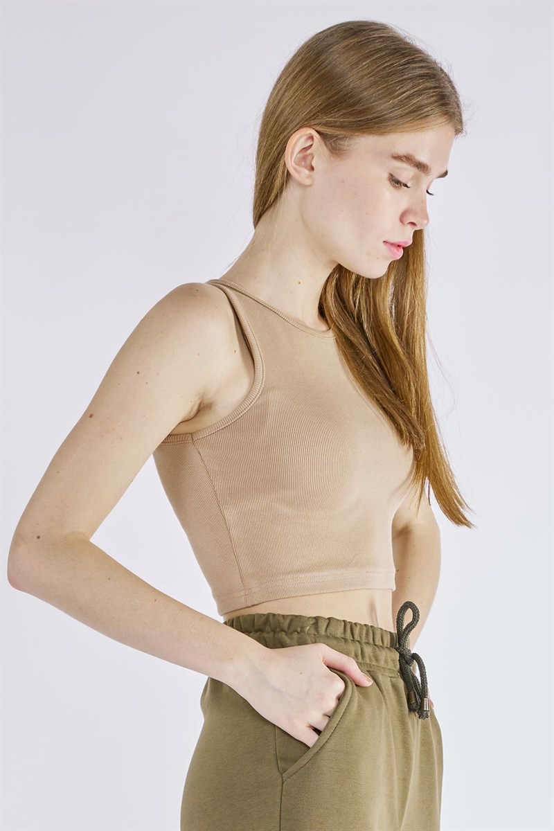 Oval Yaka Crop - Bej