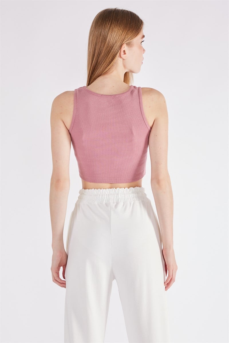 Oval Yaka Crop - Gülkurusu