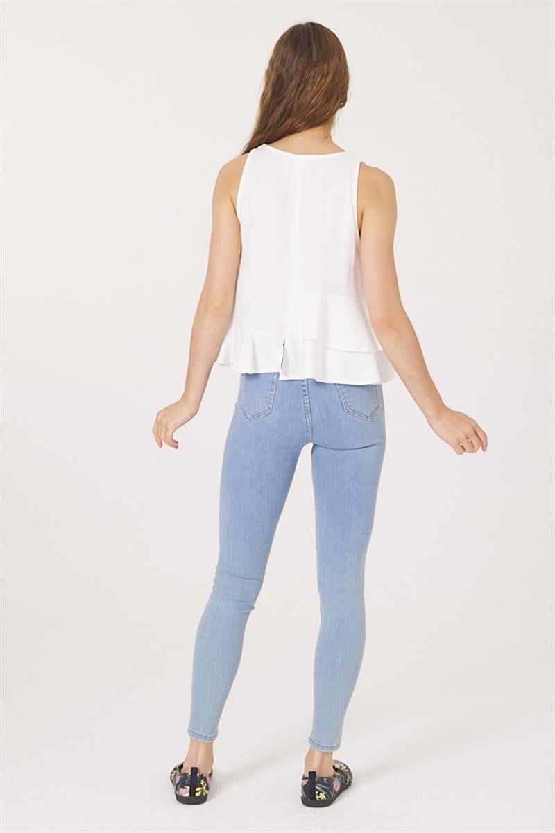 Oval Yaka Tunik - Ekru