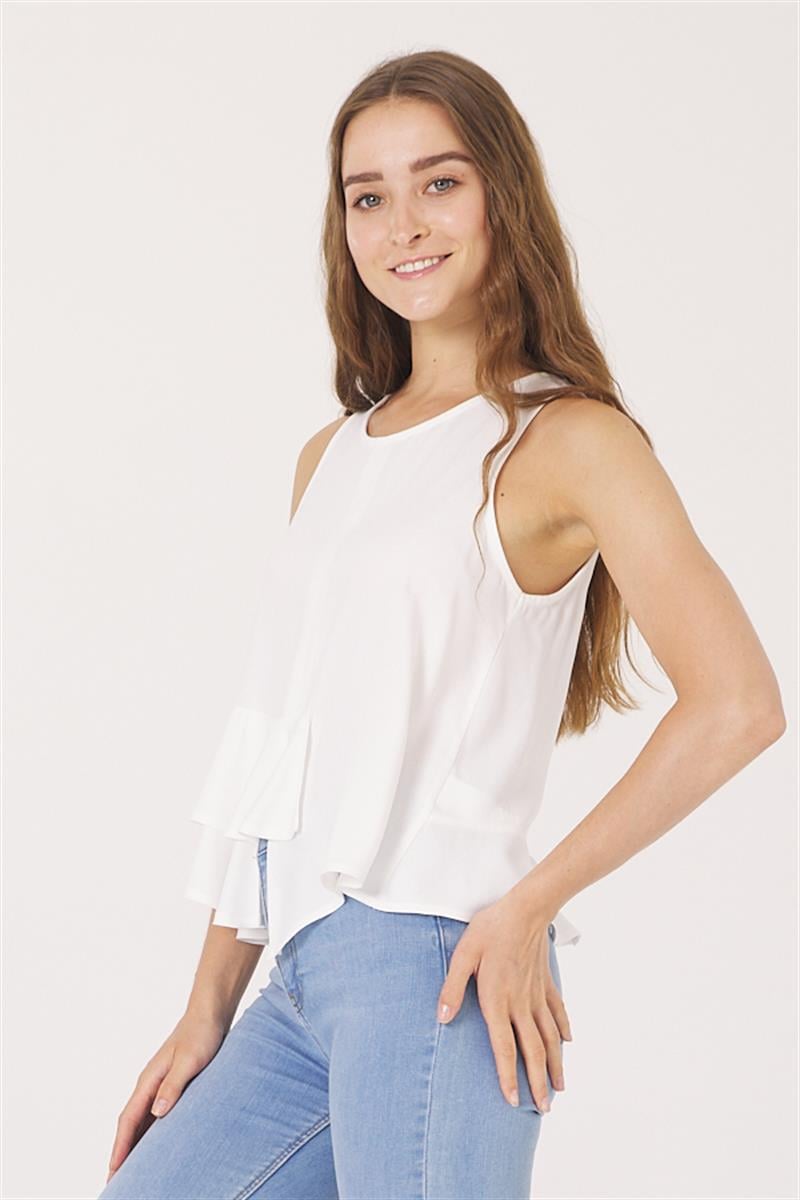 Oval Yaka Tunik - Ekru