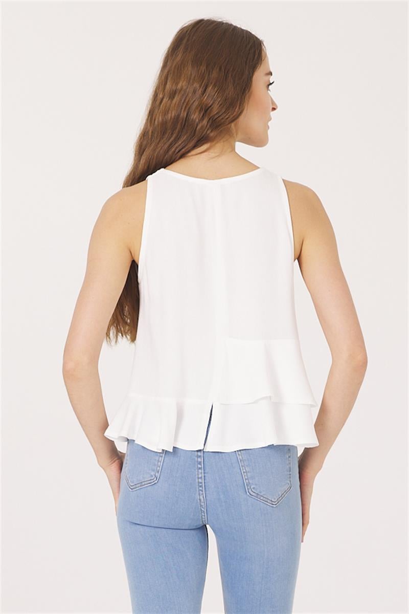 Oval Yaka Tunik - Ekru