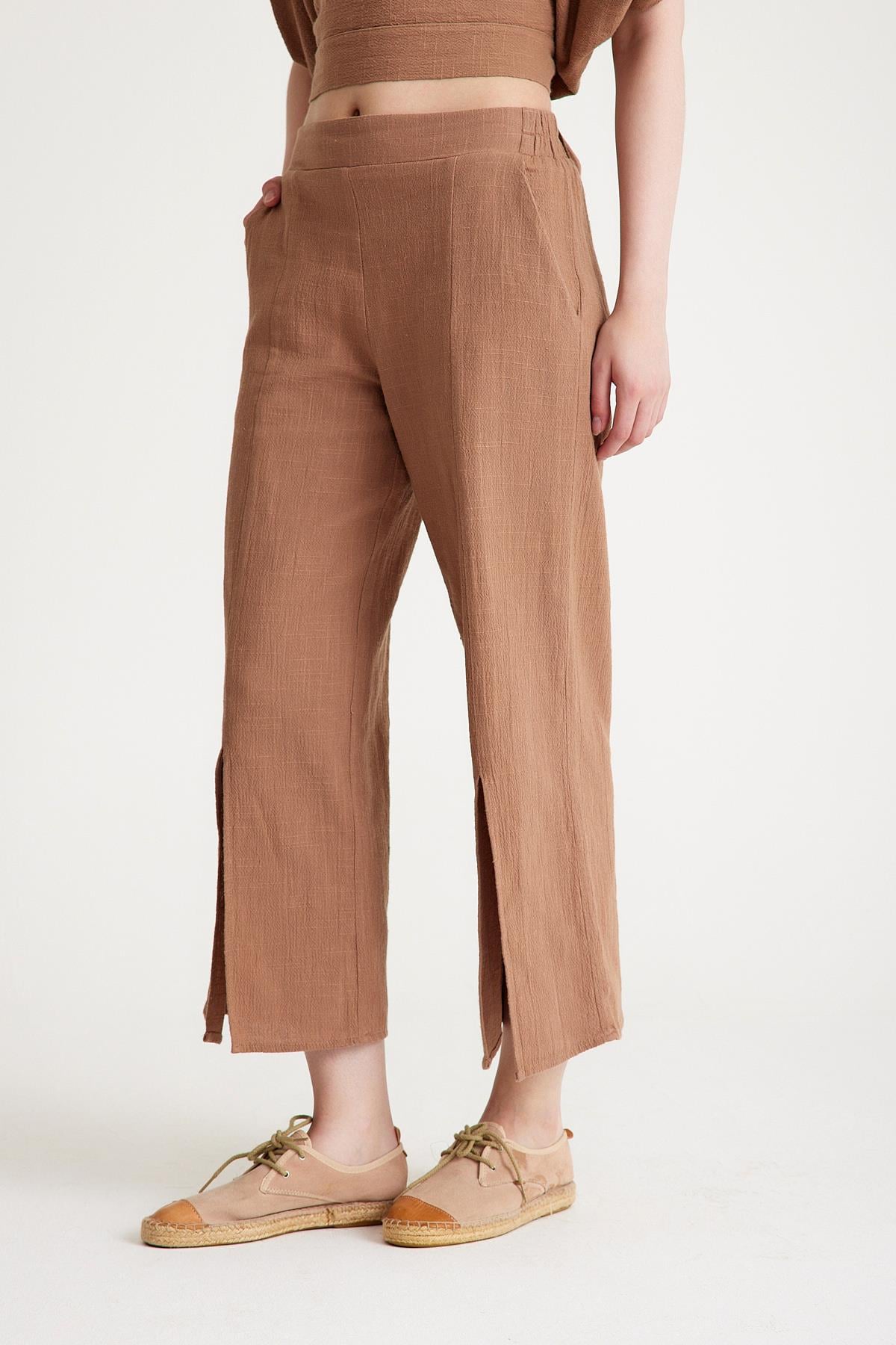 Paça Detaylı Pantolon - Vizon