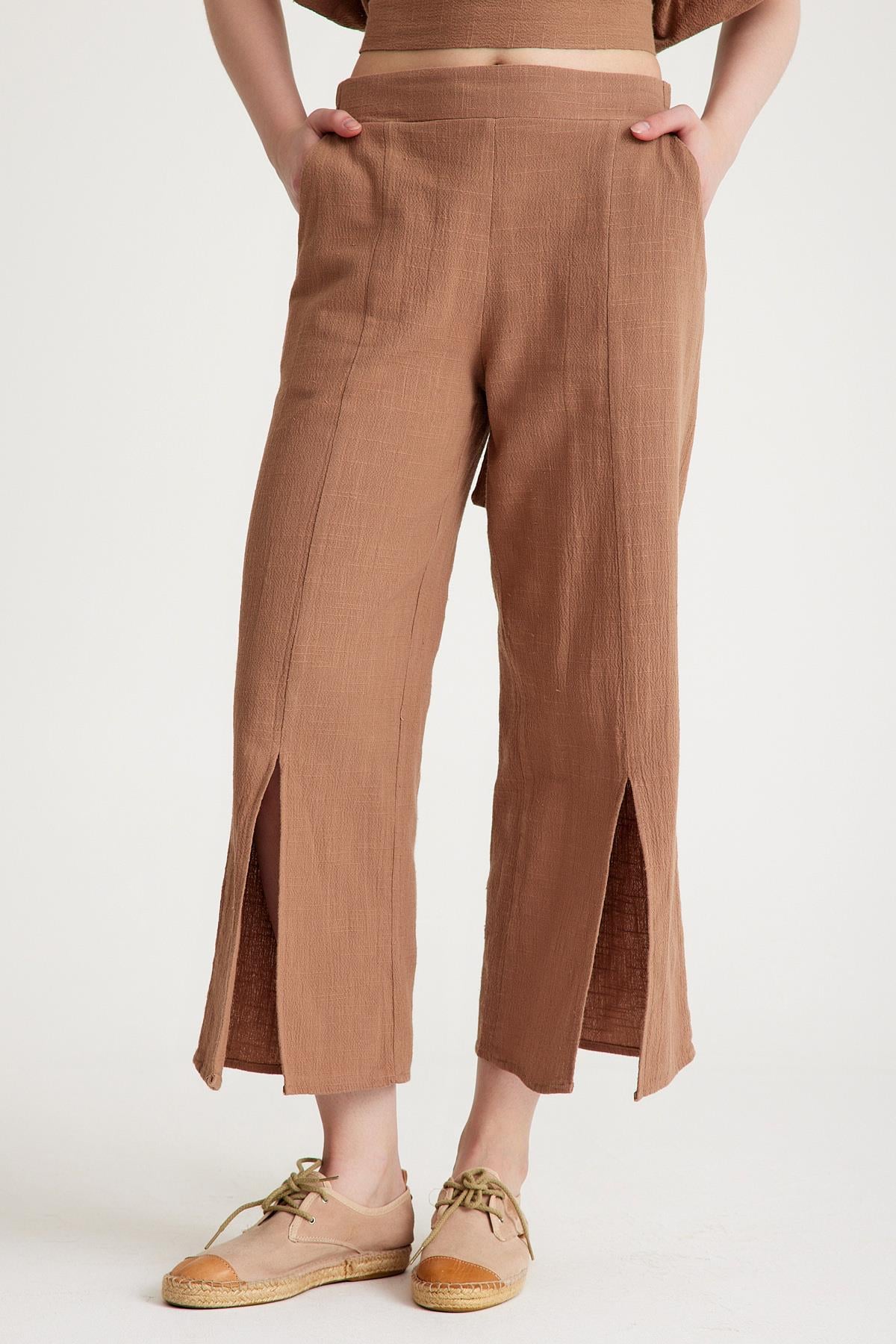 Paça Detaylı Pantolon - Vizon