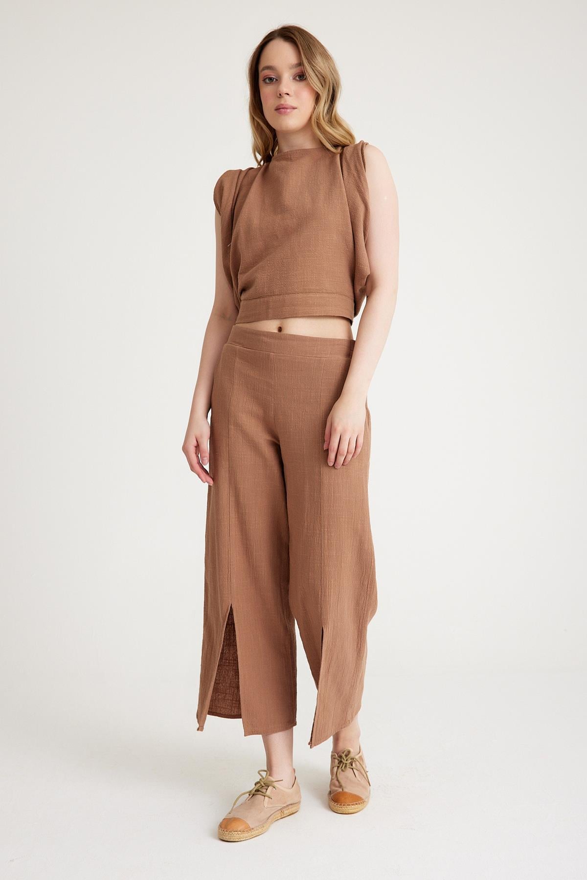 Paça Detaylı Pantolon - Vizon