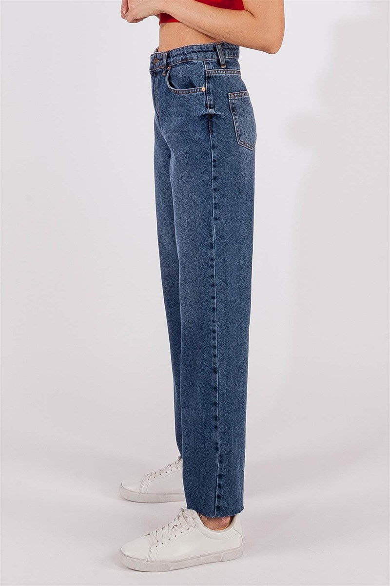 Paça Kesik Jean Pantolon - Lacivert