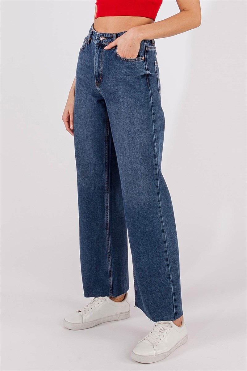 Paça Kesik Jean Pantolon - Lacivert