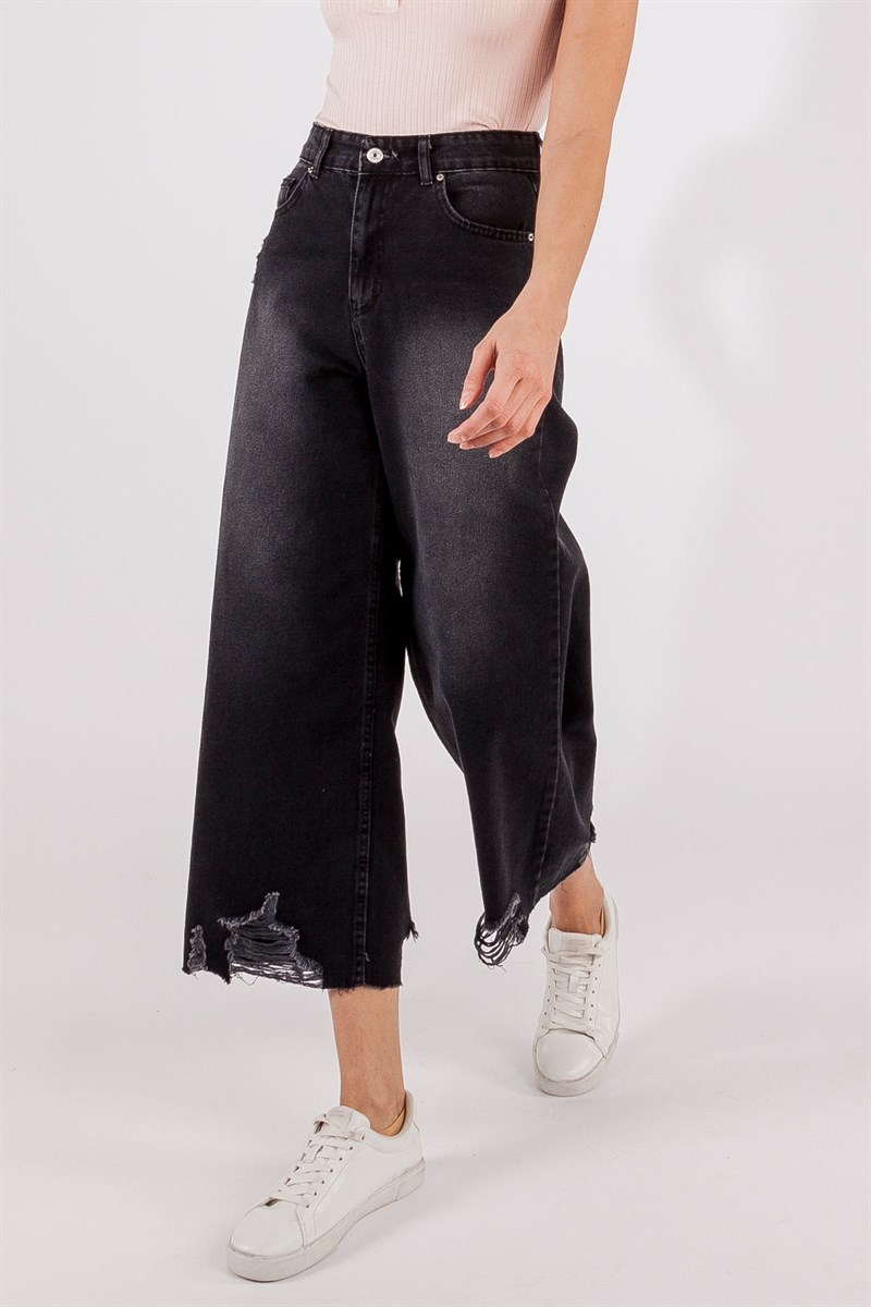 Paça Lazerli Jean Pantolon - Füme