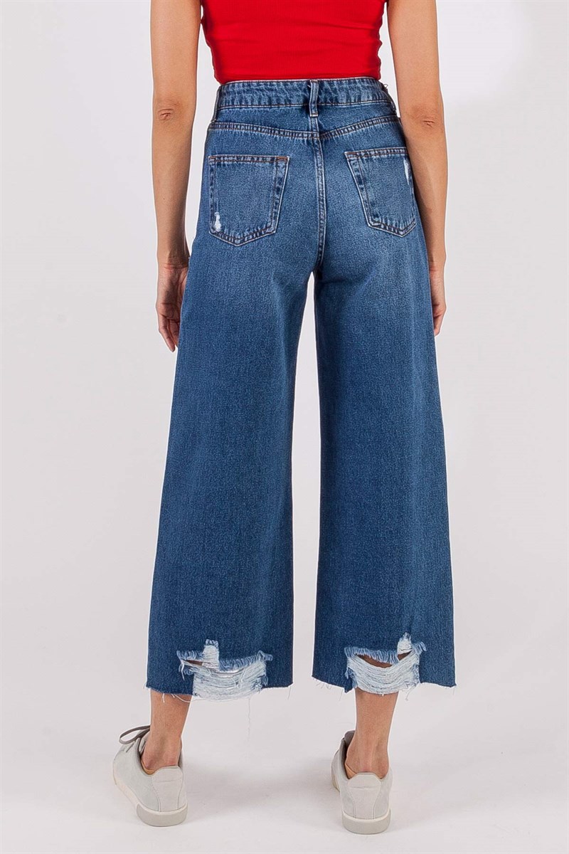 Paça Lazerli Jean Pantolon - Lacivert