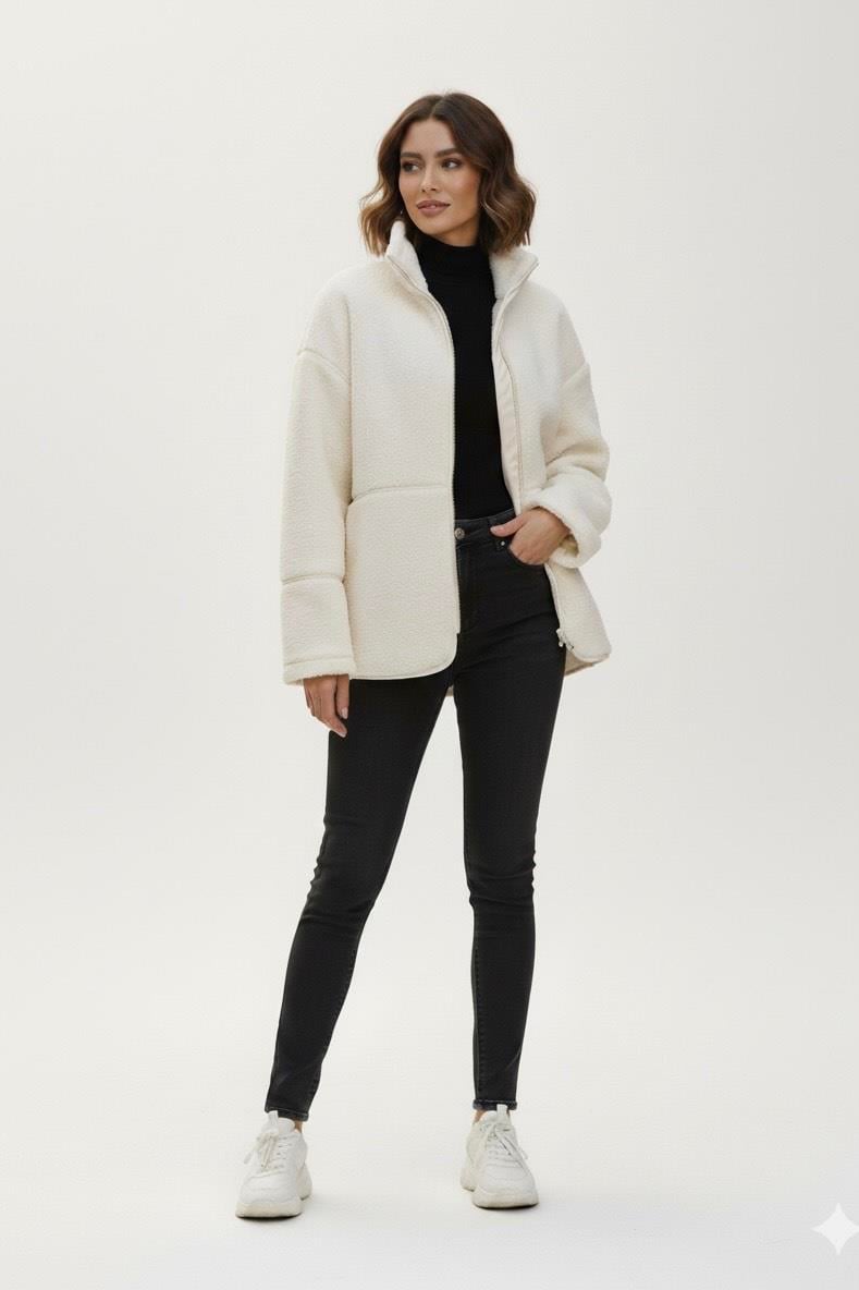 Peluş Ceket-Ekru