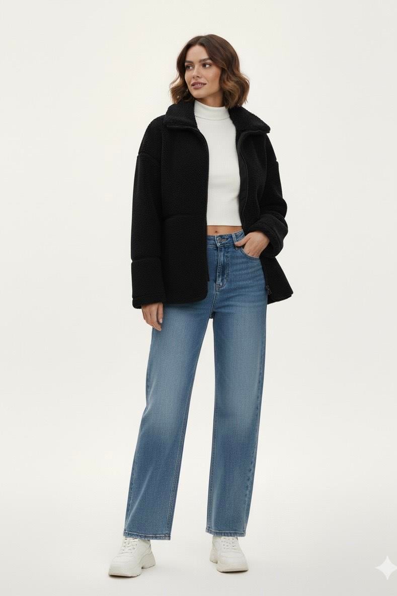 Peluş Ceket-Siyah