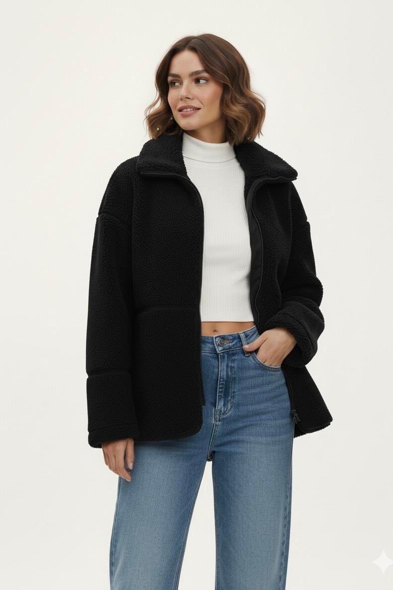 Peluş Ceket-Siyah