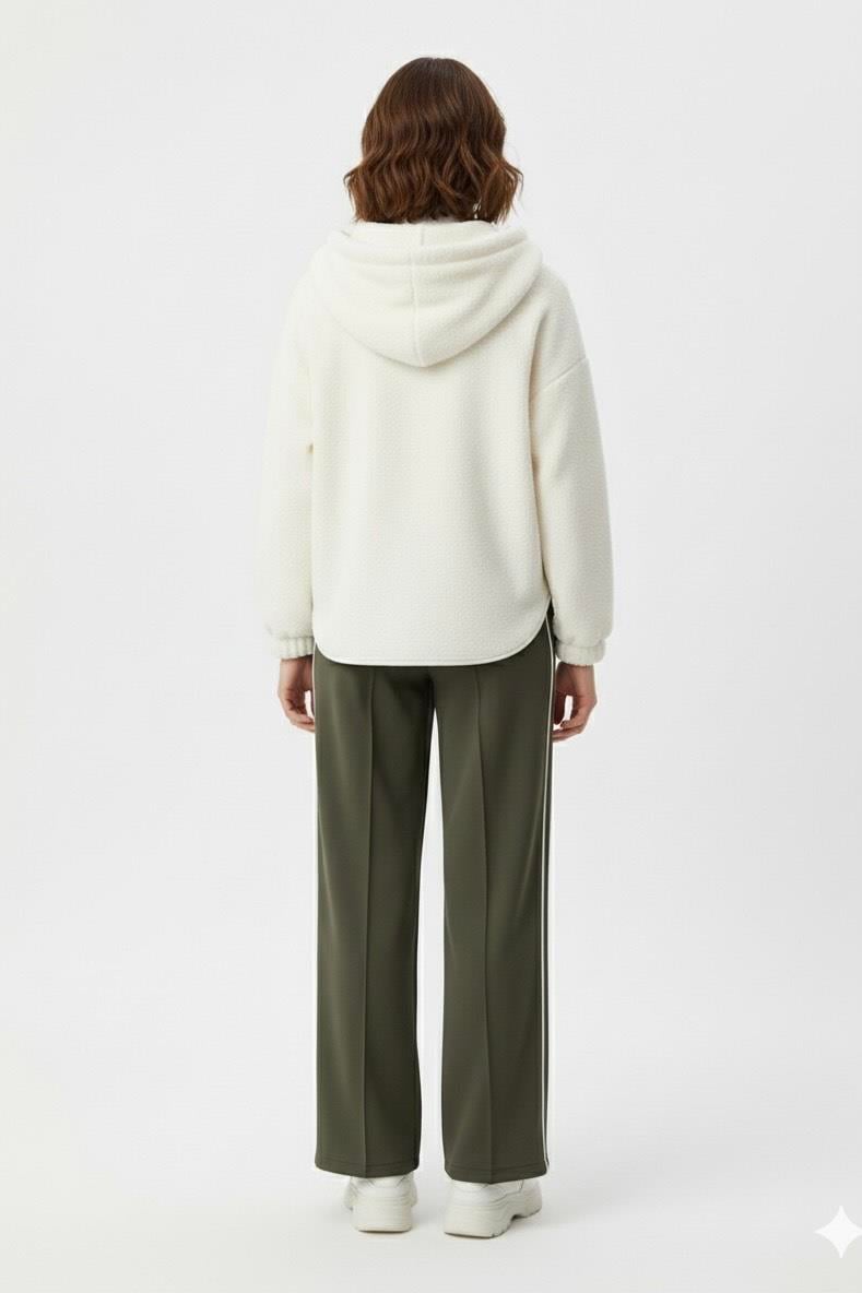 Peluş Sweatshirt-Ekru