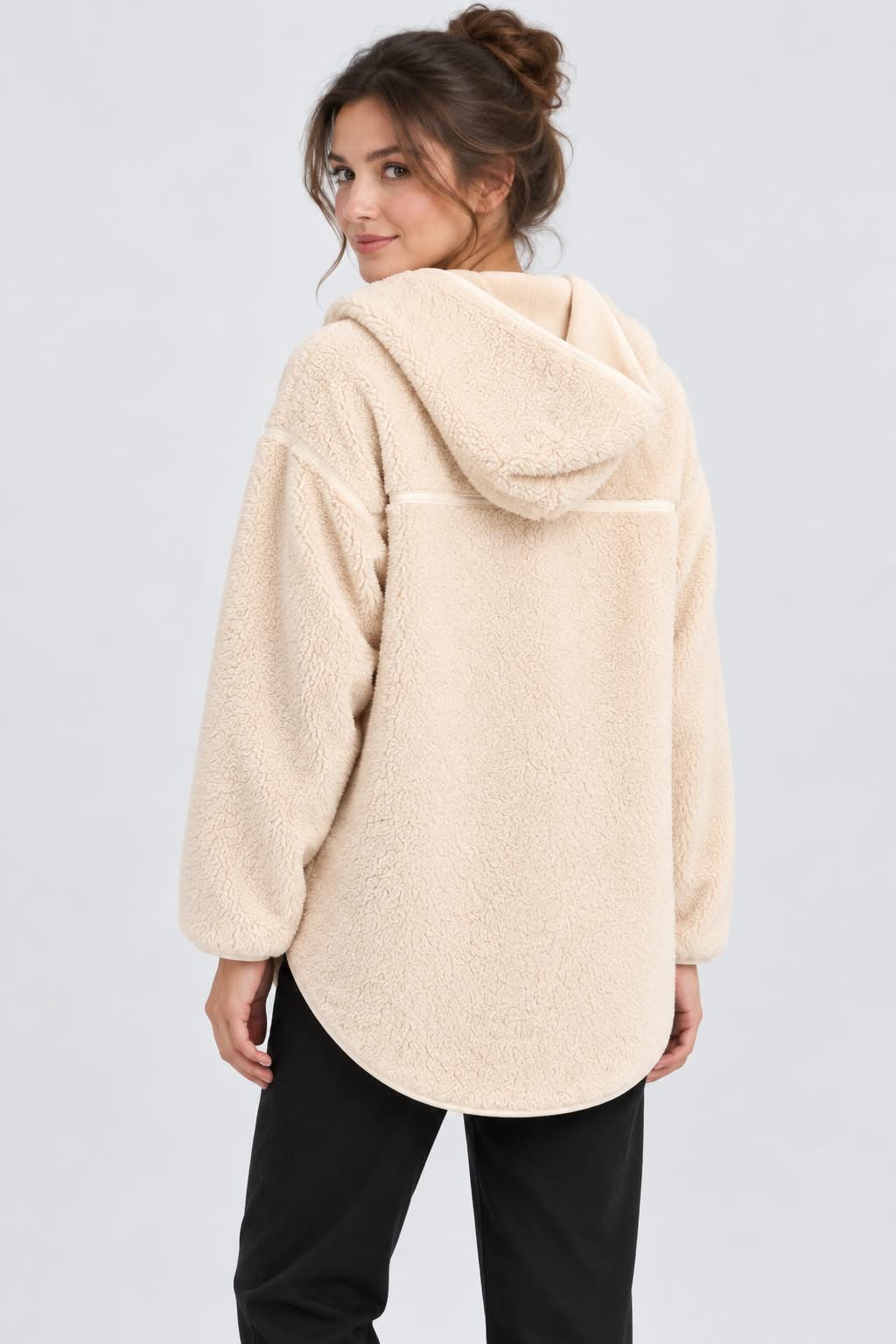 Peluş Teddy Ceket-Ekru 