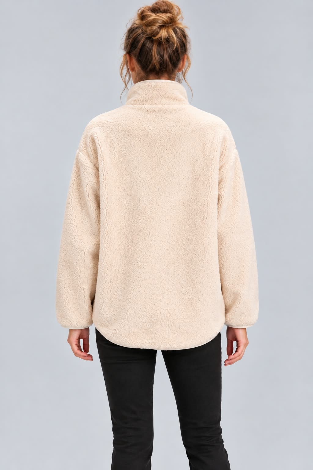 Peluş Teddy Ceket-Ekru