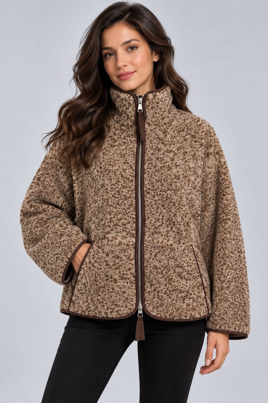 Peluş Teddy Ceket-Kahverengi 