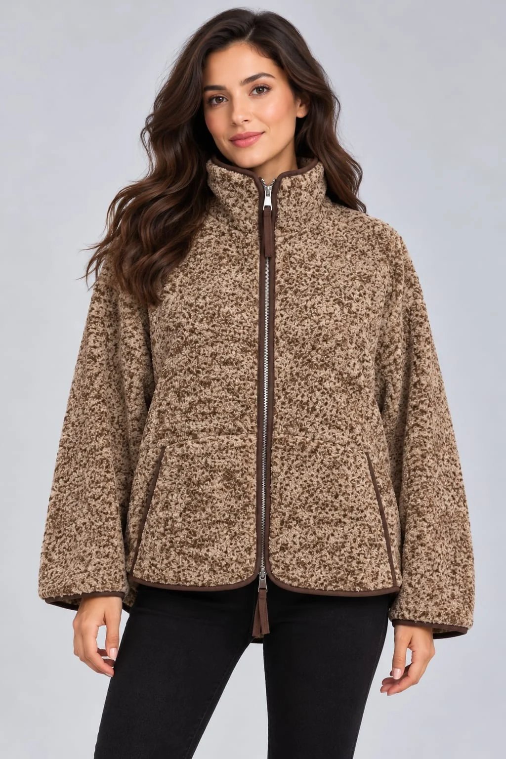 Peluş Teddy Ceket-Kahverengi 