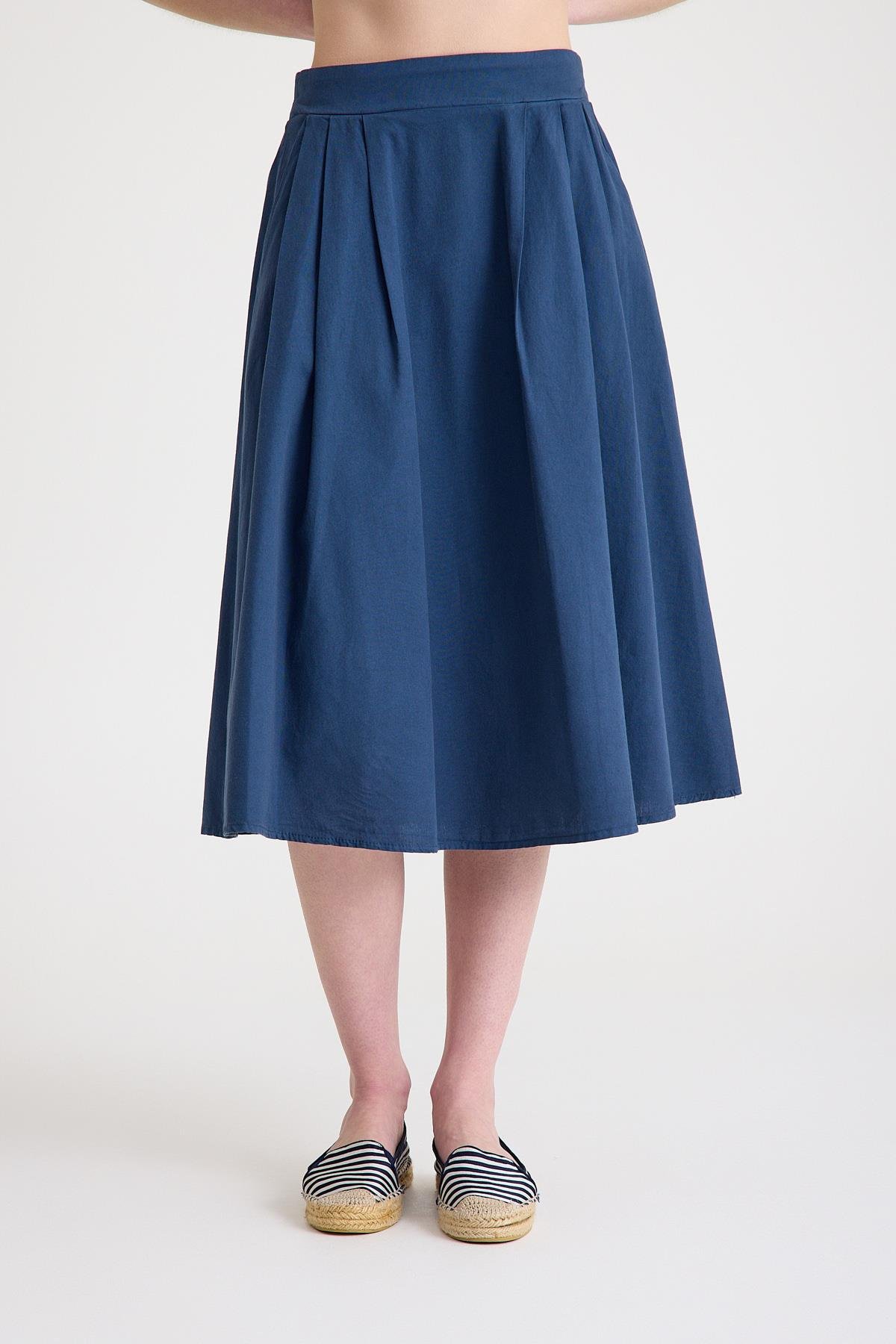 Pileli Etek - Petrol Mavisi