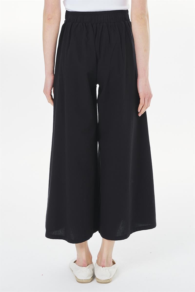Pili Detaylı Pantolon - Siyah  