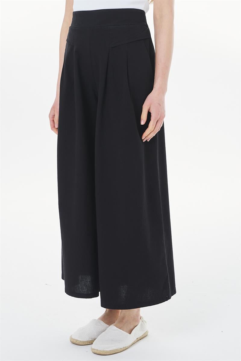 Pili Detaylı Pantolon - Siyah  