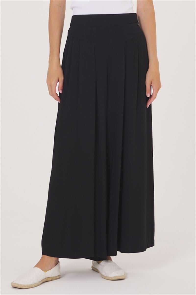 Pili Detaylı Pantolon - Siyah