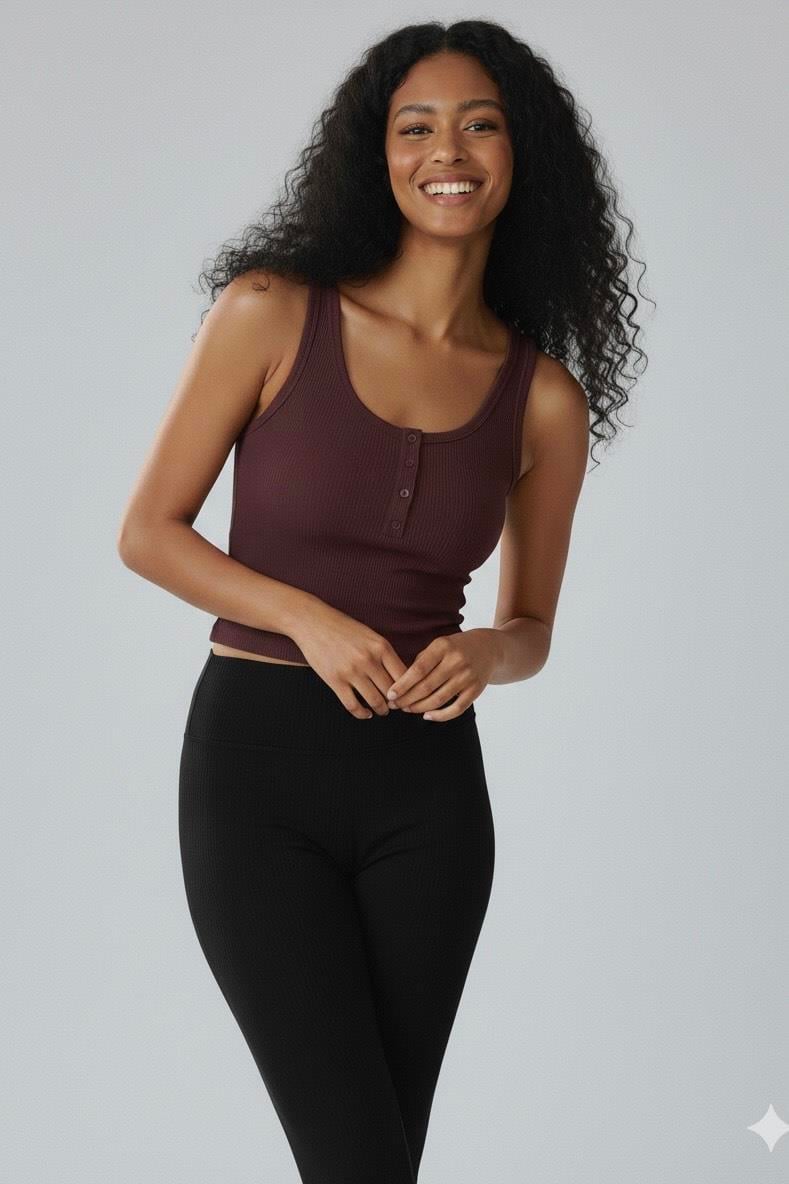 Süs Düğmeli Atlet - Mürdüm