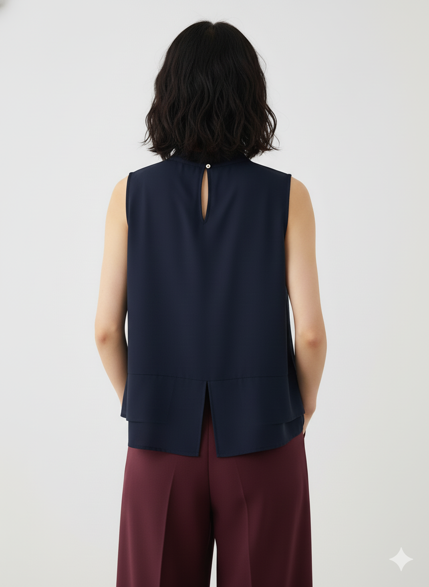 Tasma Yaka Bluz - Lacivert 