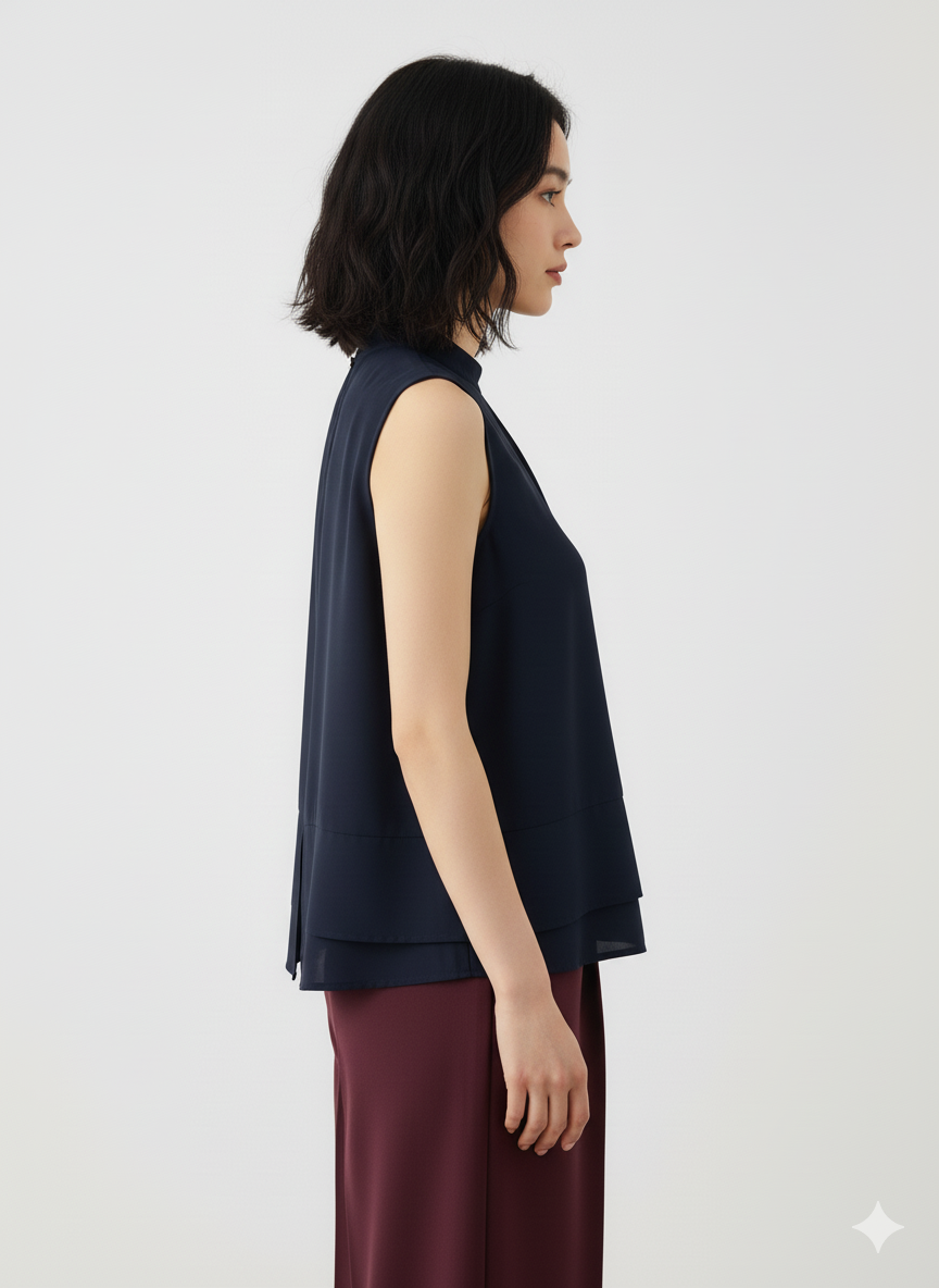 Tasma Yaka Bluz - Lacivert 