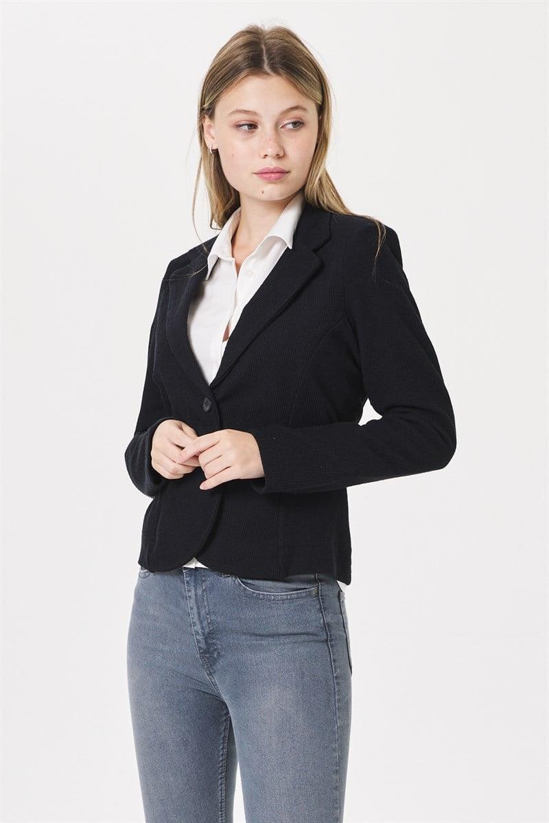 Tek Düğmeli Ceket-Siyah