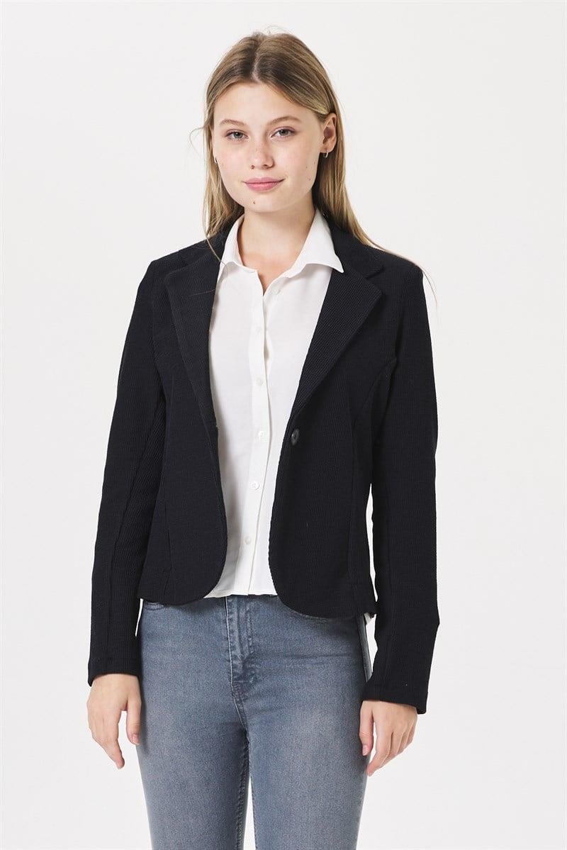 Tek Düğmeli Ceket-Siyah