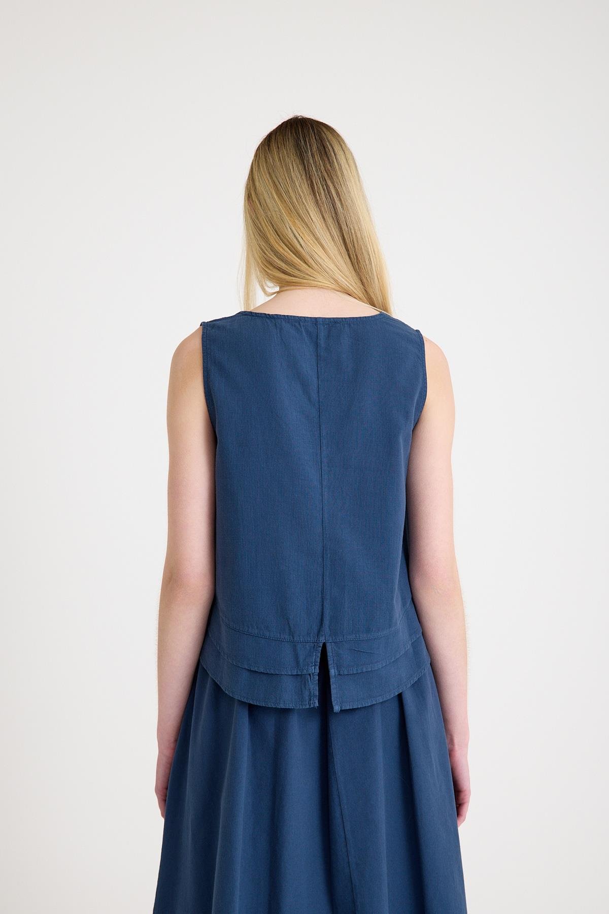 V Yaka Bluz - Petrol Mavisi