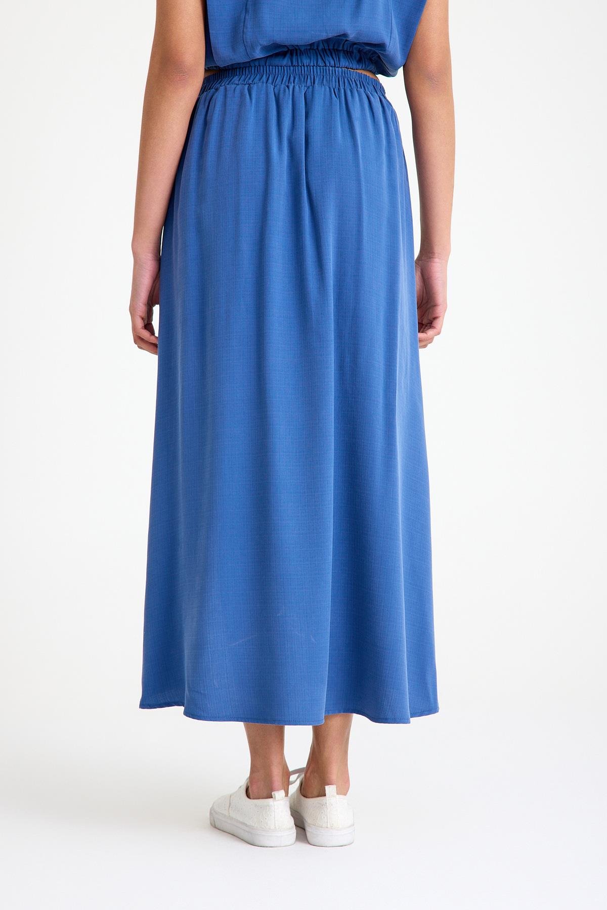 Yandan Bağlamalı Şort Etek - Mavi