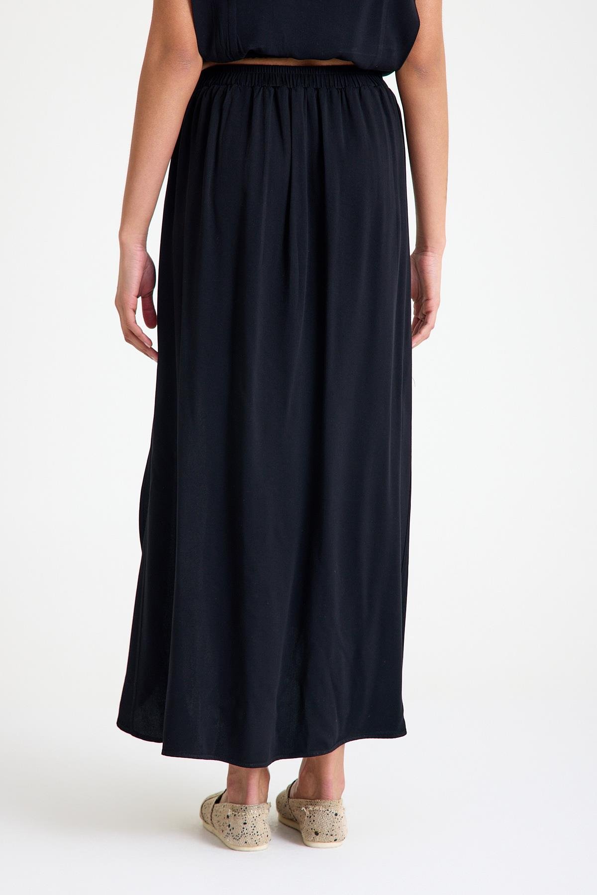 Yandan Bağlamalı Şort Etek - Siyah