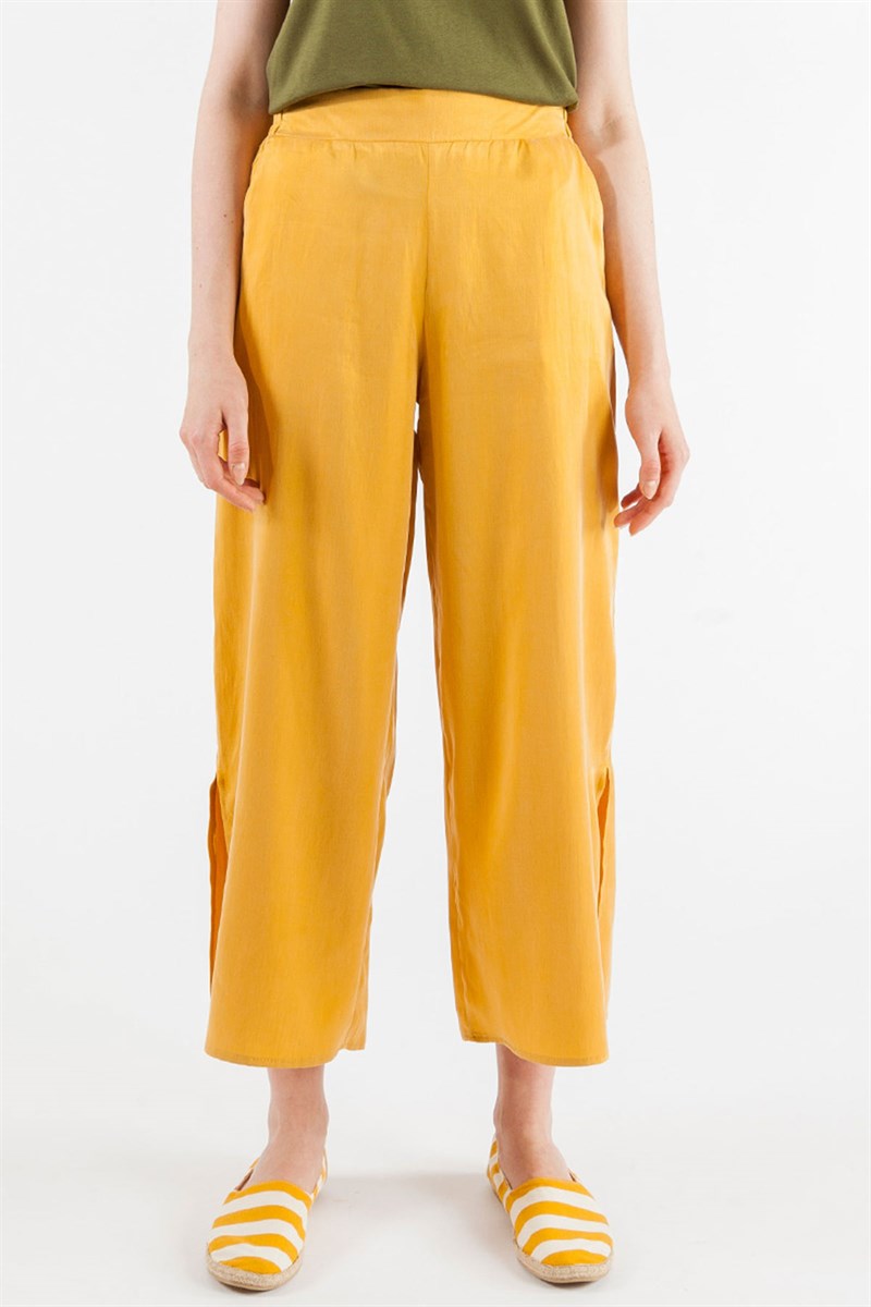 Yırtmaçlı Pantolon - Hardal