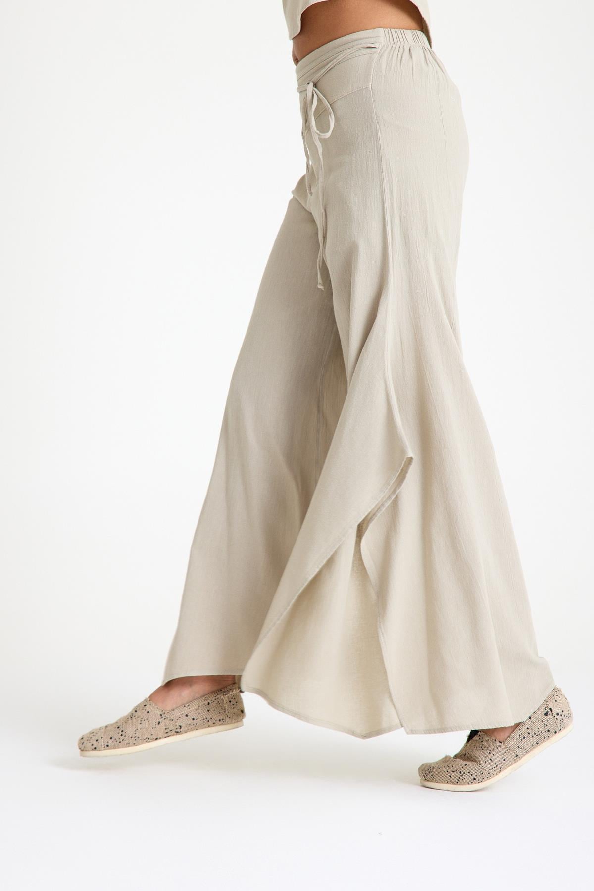 Yırtmaçlı Pantolon - Taş