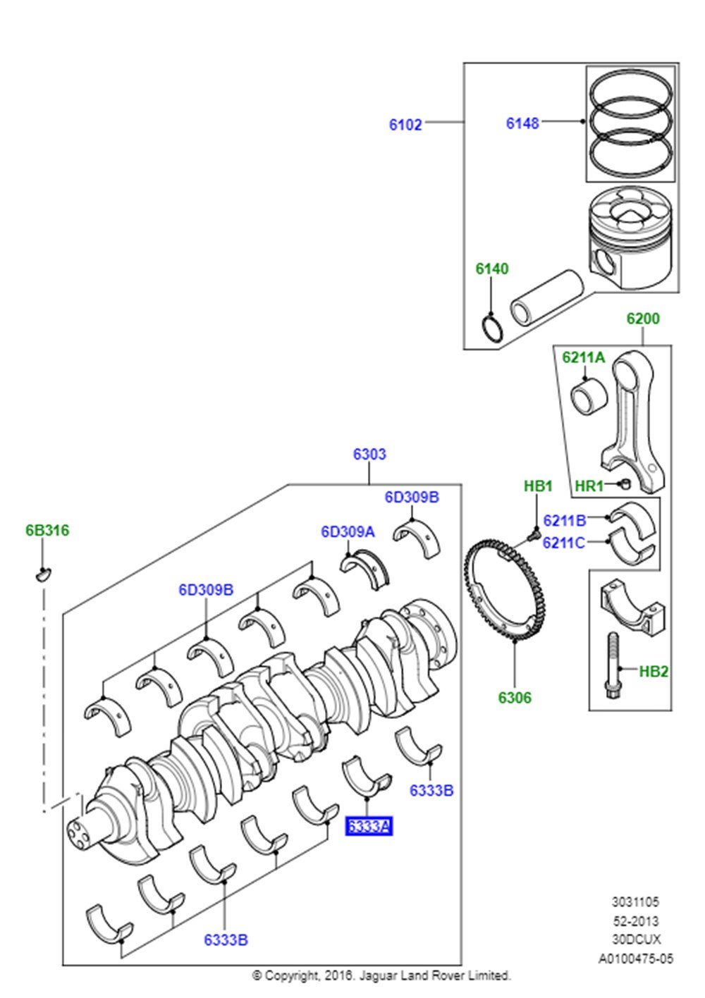 LAND ROVERLAND ROVER ORİJİNAL ANA YATAK LEB102210L