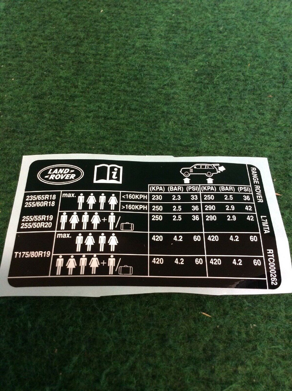 LAND ROVERLAND ROVER ORİJİNAL ETİKET RTC000262