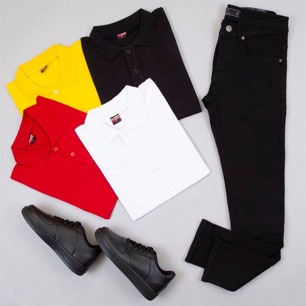 4 Adet Polo Yaka Tişört Pantolon Ayakkabı Kombin