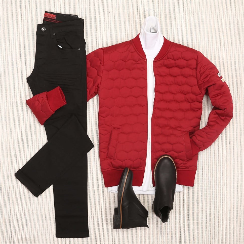 4 Parça Kırmızı Ceket Kombin