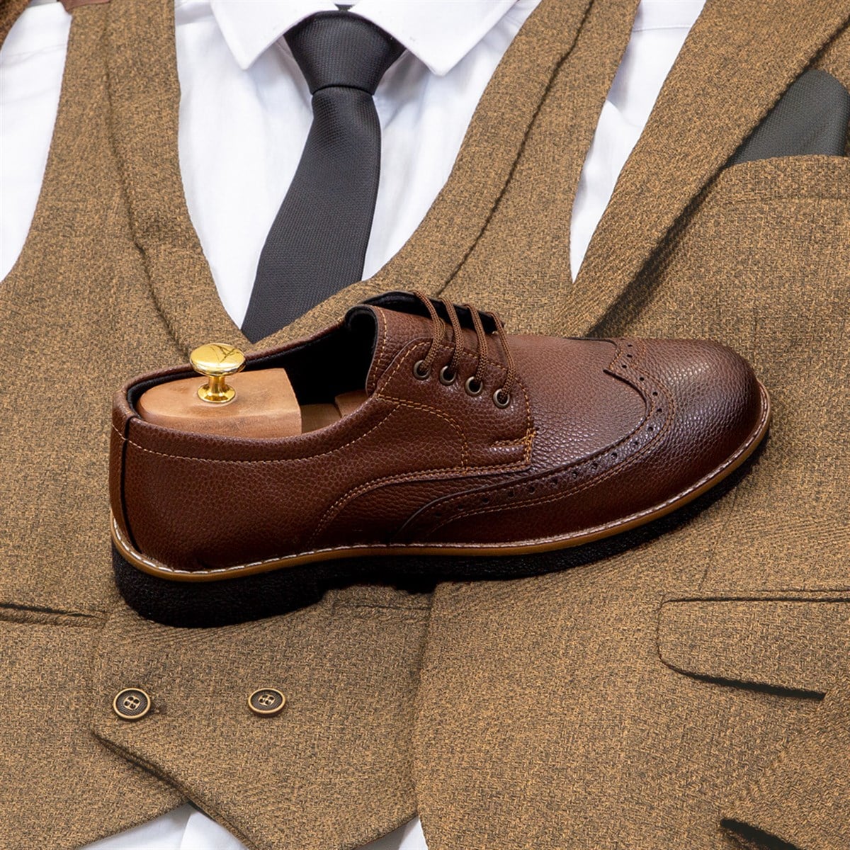 Açık Camel Takım Elbise Kombini