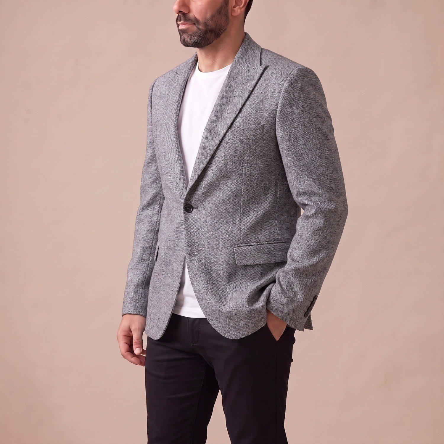 Açık Gri Blazer Ceket Erkek