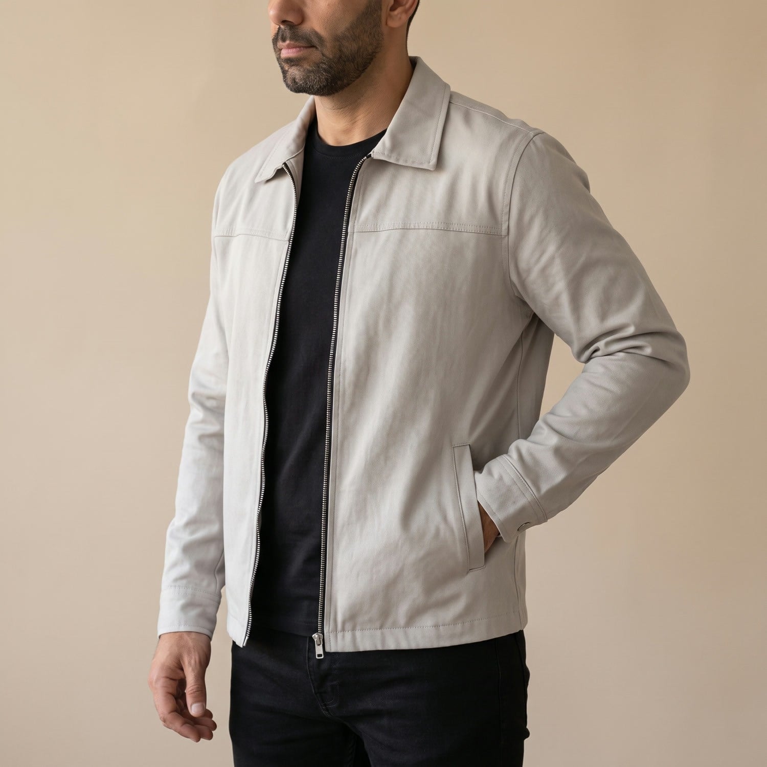 Açık Gri Bomber Ceket Erkek
