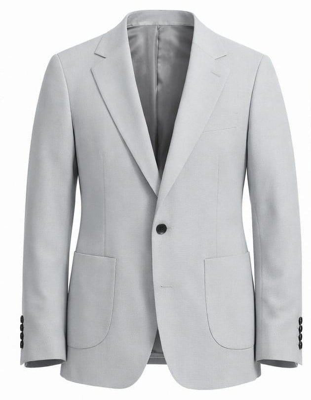 Açık Gri Gofre Kumaş Ceket  Pantolon Kombini