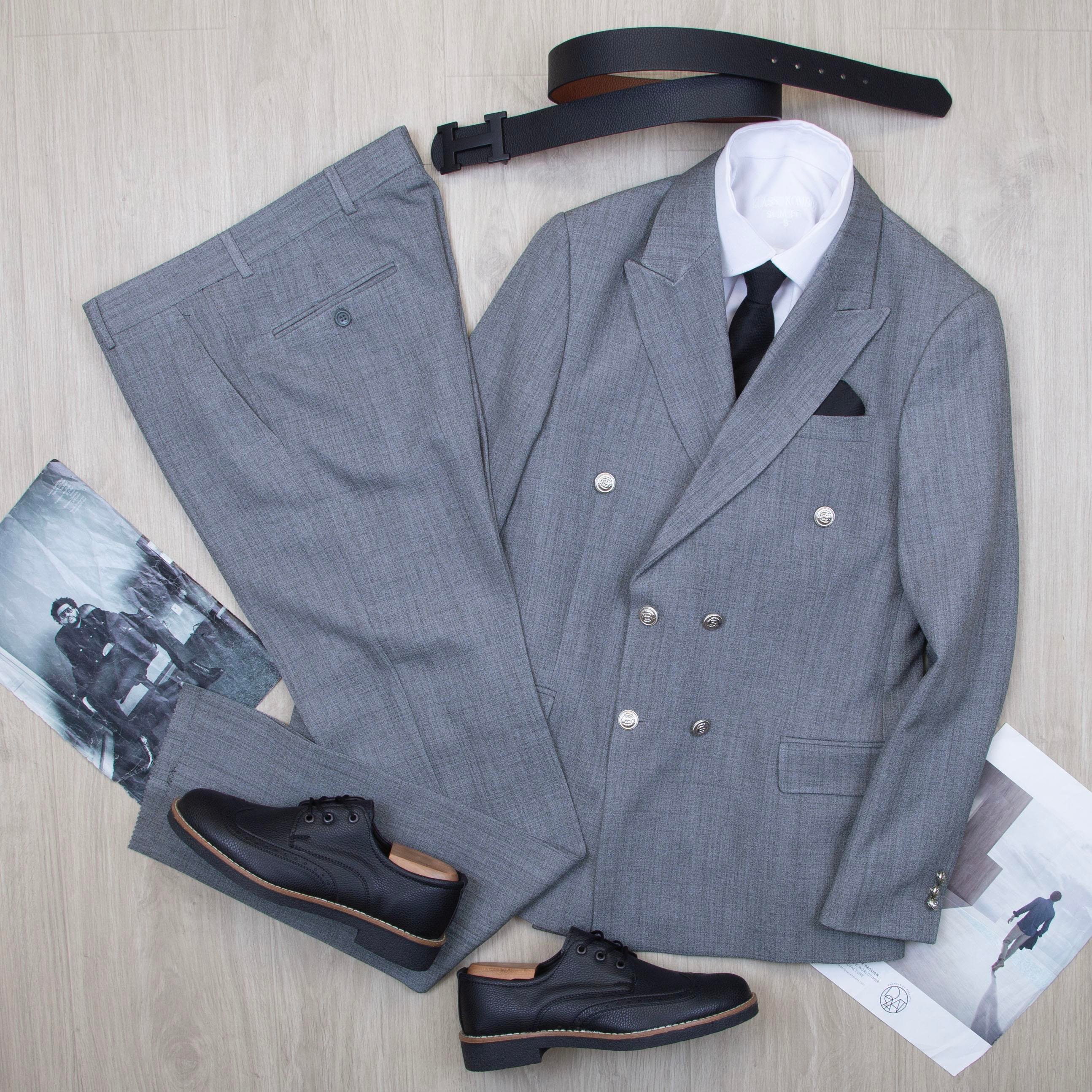 Açık Haki Kruvaze Takım Elbise Kombini