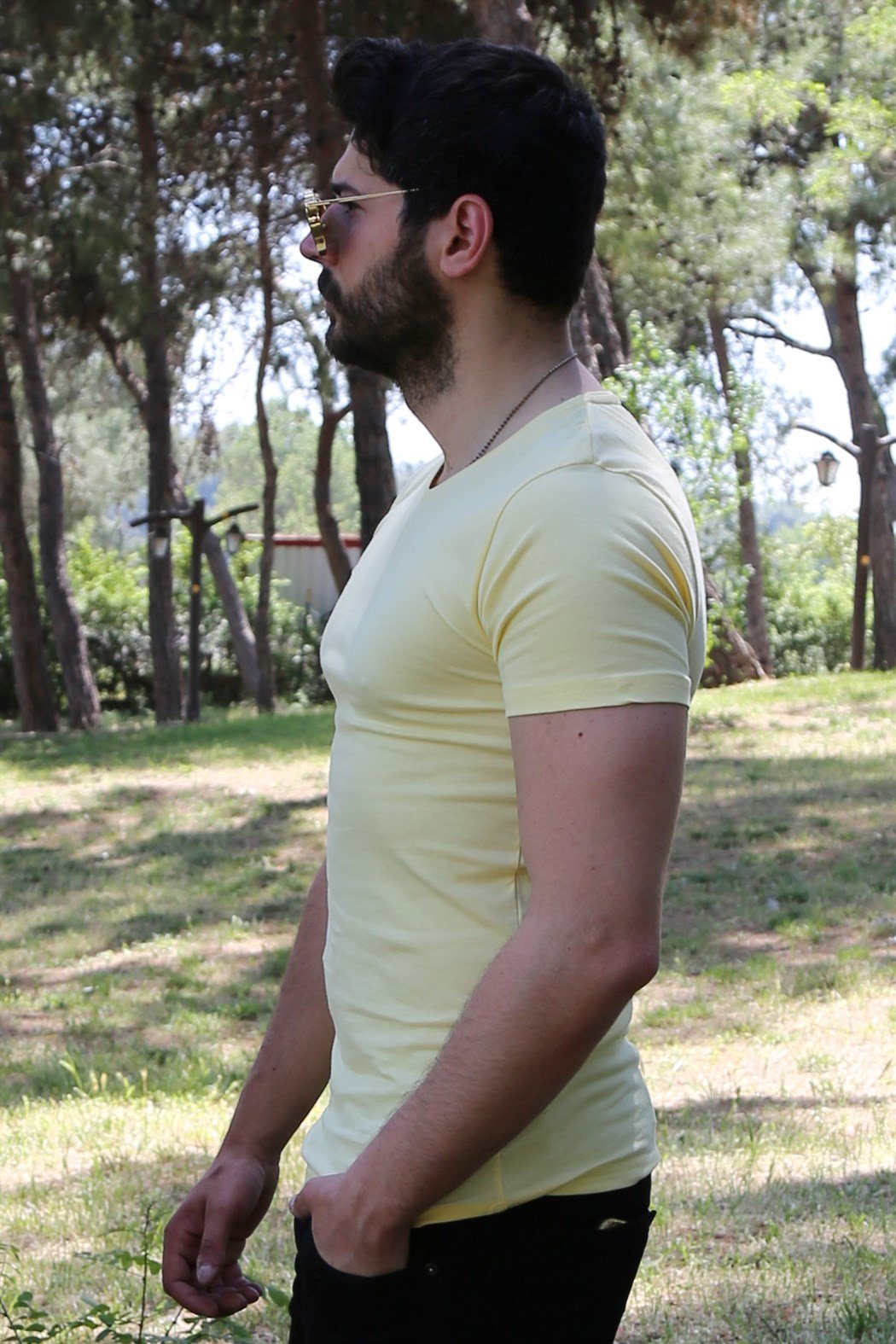 ERKEK ETEĞİ OVAL BASİC T-SHIRT A.SARI BASİC TSHİRT A.SARI
