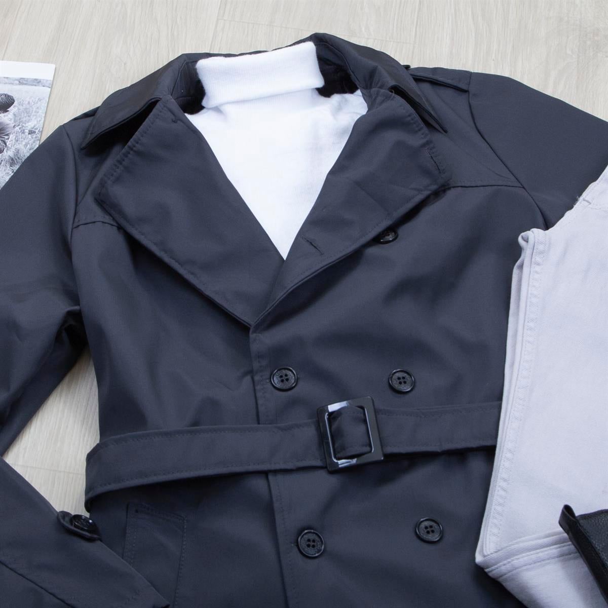 Antrasit Trençkot Boğazlı Body Pantolon Bot Kombin